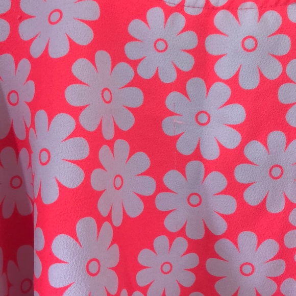 Tops Neon Pink Crop Top With White Flowers Poshmark